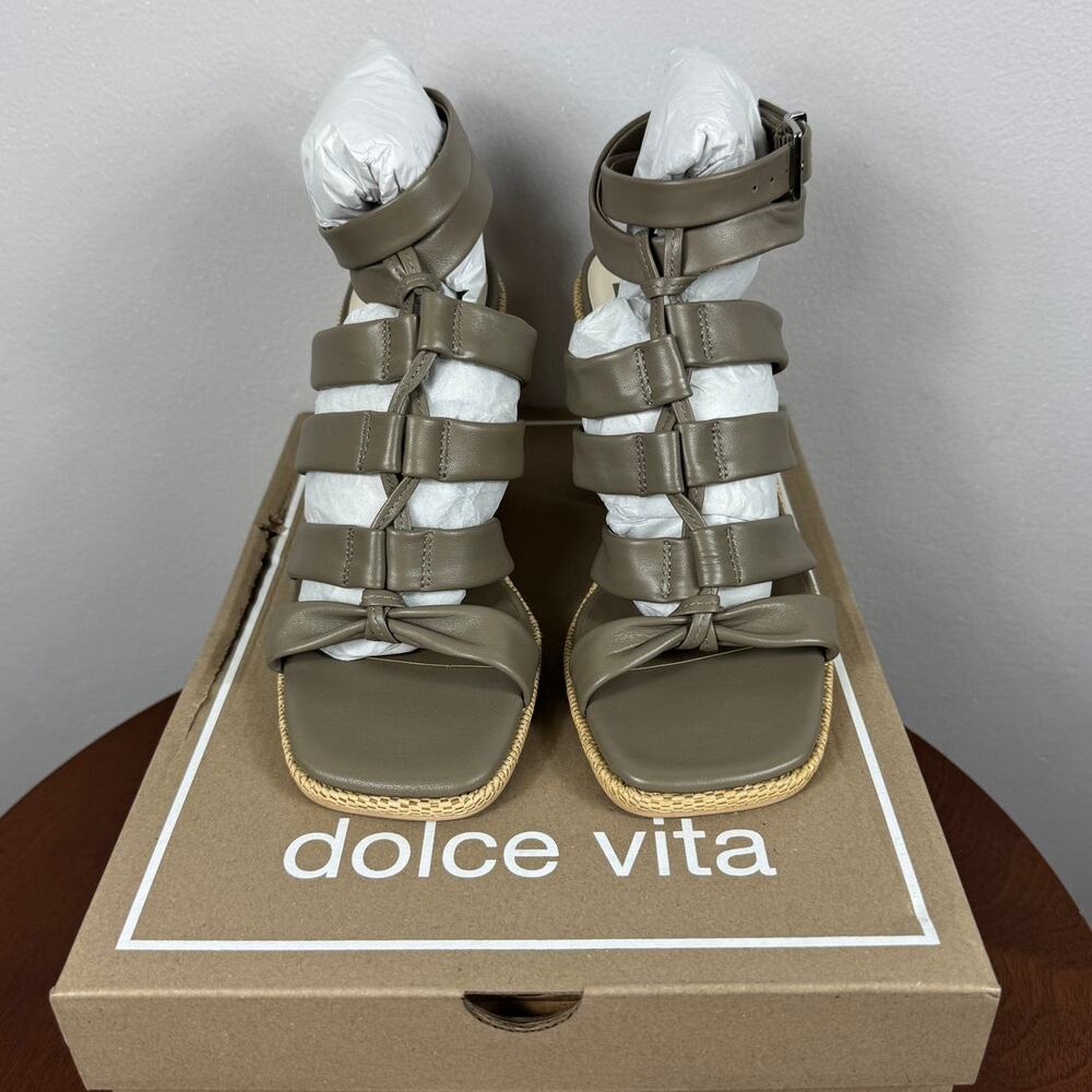 New Dolce Vita Olema Heels in Dark Olive Leather Size 7
